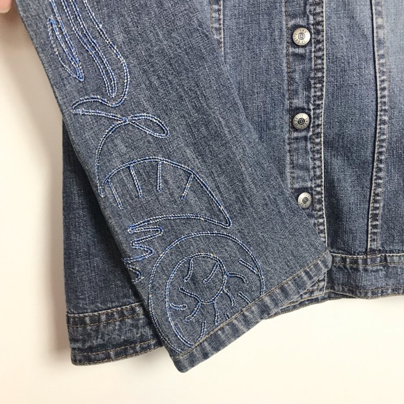 Legatte Embroidered Denim Jean Jacket Made n Italy - Picture 7 of 8